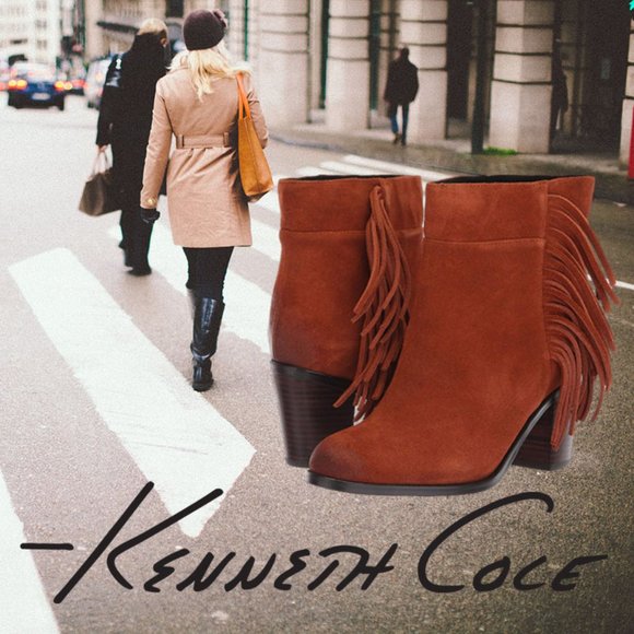 NEW Kenneth Cole New York Alana Women’s Ankle Booties Fringe Suede Leather - Picture 1 of 12
